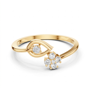 Bague élégante en or rose 14 carats avec feuille de diamant et fleur de diamant de laboratoire, ajustable, bijoux fins pour femmes - Product Image 4