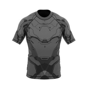 Camiseta de Compresión de Manga Corta con Estampado 3D para Hombre, Negra, de Secado Rápido, Deportiva, Informal, para Vacaciones de Verano, con Estampado Animal, sin Cuello - Product Image 1