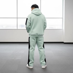 Ensemble de survêtement unisexe en molleton de coton épais délavé à l'acide de haute qualité pour homme, avec impression personnalisée, style streetwear, OEM ODM, 2 pièces - Product Image 3