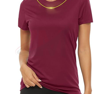 Camiseta de Mujer en Oferta, Color Sólido, Casual, Manga Corta, 100% Algodón, Talla Grande, Transpirable, Personalizable - Product Image 3