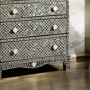 Cajón con Incrustaciones de Hueso de ILAHI, Diseño Moderno con Detalles de Ágata, Mueble Portátil para el Hogar - Product Image 5