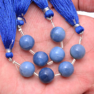 AAA+ Blue Opal 12mm Gemstone Smooth Round <b>Beads</b> Natural Blue Opal Semi Precious Gemstone <b>Loose</b> <b>Beads</b> for Jewelry Making Supplies - Product Image 2
