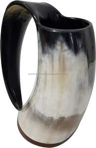 Handcrafted Customised Viking Carving Ceramic Drinking Horn <b>Mug</b> Highly Polished Natural Horn India for Business Gifts-Wine Beer - Product Image 3