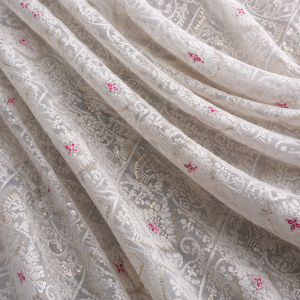 Tela de organza gris bordada con detalles de lentejuelas para mujeres, ropa de fiesta, prendas de diseñador, ropa de novia. - Product Image 5