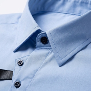 Chemise décontractée à manches longues pour homme, col rabattu, mélange de polyester et de coton, finition satinée, impression par transfert thermique, taille personnalisée - Product Image 2
