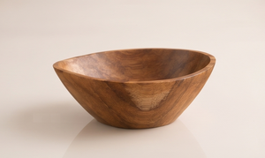 Tazón Artesanal de Madera de Mango con Contorno Acampanado, Tazón Decorativo para Servir Ensaladas con Acabado Natural Transparente y Base - Product Image 2