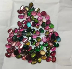 Piedra preciosa suelta de turmalina múltiple Cabujones de turmalina ovalados lisos Piedra preciosa de turmalina multicolor para suministro de joyería - Product Image 1