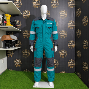 Combinaison de travail réfléchissante pour hommes TwillSports, combinaison utilitaire en polyester, combinaison de sécurité à manches longues, impression personnalisée - Product Image 5