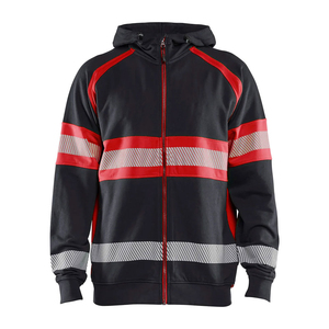 Vêtements de travail haute visibilité de qualité supérieure, sweats à capuche zippés en polaire haute visibilité, bande réfléchissante pour ouvriers du bâtiment - Product Image 4