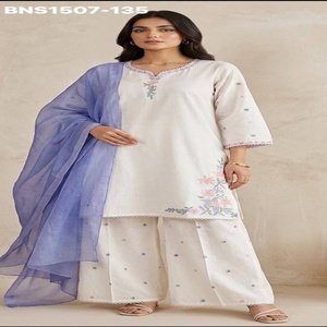 Conjunto de Traje Plazzo y Dupatta de Chifón con Bordado Multihilo de Algodón a Buen Precio, Listo para Usar, Proveedor Mundial - Product Image 1