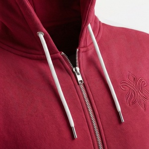 Men's Red Hooded <b>Tracksuit</b> Full Zip Solid Color Casual Sportswear With Side Pockets Regular Fit Autumn Wear - Product Image 4