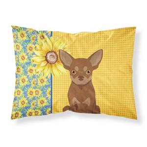 Funda de almohada de girasoles de verano para Chihuahua, ligera y Súper suave, fácil de cuidar, ilustraciones decorativas, Chocolate Tan, tamaño estándar - Product Image 1