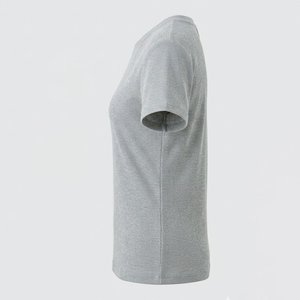 T-shirt de sport personnalisé pour femme, coupe ajustée, manches courtes, col rond, logo, motif écossais uni, haute qualité, pour yoga et entraînement, haut court de sport - Product Image 5