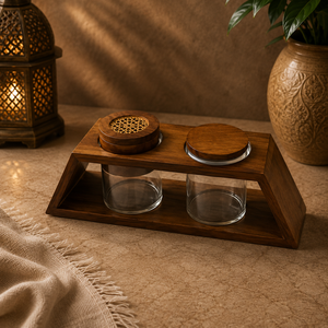 Brûleur d'encens traditionnel en bois fait main, coffret Bakhoor avec boîtes de rangement pour la décoration de la maison, cadeau de Ramadan et de l'Aïd, aromathérapie - Product Image 6