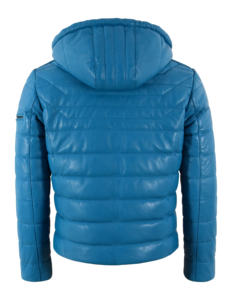 Chaqueta de Cuero Nappa Azul Eléctrico 100% Genuina Personalizada para Hombre con Capucha, Forro Cálido, Etiqueta Privada OEM, Tendencia de Invierno, Ropa de Abrigo - Product Image 3