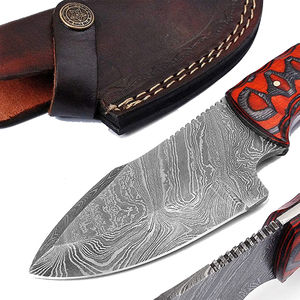 Couteau de chasse à lame fixe en acier Damas fait main, forgé, pour le camping, avec manche en bois d'olivier - Product Image 2