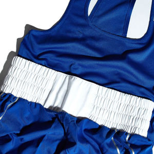 Combinaisons de boxe sur mesure, dernier design, extensibles, légères, 2 pièces, 100% polyester, gilets, shorts de combat à taille haute, shorts de kickboxing - Product Image 4