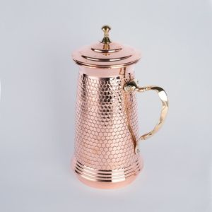 Carafe en cuivre martelé de qualité supérieure pour la maison et l'hôtellerie, carafe en cuivre bicolore pour les bienfaits ayurvédiques - Product Image 1