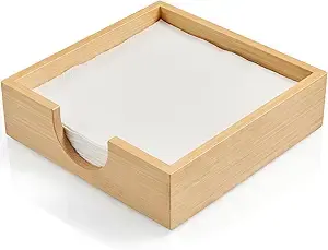 Porta servilletas cuadrado de madera, 18 cm, forma de caja plana, moderno, para cocina, mesa de comedor, restaurante, cafetería. - Product Image 3
