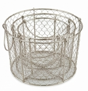 Panier de rangement en fil métallique fait main, forme ronde avec poignées, style rustique, conteneur multi-usages pour l'organisation - Product Image 5