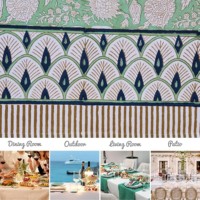 Nappe de table en coton Sanganeri imprimée au bloc, faite à la main, motif floral indien, écologique, anti-poussière, pour la maison moderne