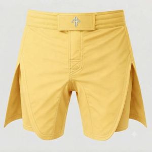 Shorts de combat MMA jaunes pour hommes, séchage rapide, avec poches, taille élastique, style décontracté, couleur unie, longueur courte par RIVIAN ATLANTIC - Product Image 2