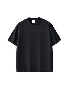 เสื้อยืดโอเวอร์ไซส์ผู้ชายสีดำ ผ้าฝ้าย 100% ทรงหลวม ไหล่ตก แขนสั้น คอกลม รับสกรีนโลโก้ - Product Image 2