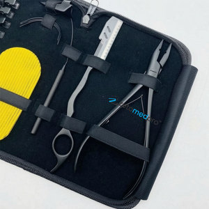 Pinces à cheveux plates professionnelles en acier inoxydable de qualité chirurgicale, avec logo personnalisé, finition noire mate, trou de 3 mm, outils pour extensions de cheveux - Product Image 5