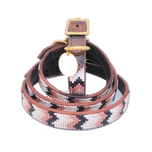 Collier de chien perlé en cuir véritable rembourré confortable beige rose produits pour animaux de compagnie de haute qualité laisse harnais ensemble accessoires de luxe - Product Image 1