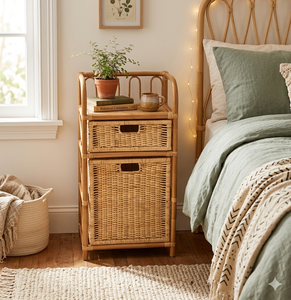 Eco Friendly Natural Rattan Storage Cabinet Handmade Wicker <b>Drawers</b> Organizer <b>Unit</b> For Living Room Bathroom Bedroom Furniture - Product Image 6