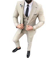 Ensemble de costumes de mariage 3 pièces pour hommes, style classique royal, pour garçons d'honneur et bal de promo, blazer de smoking de haute qualité à col cranté et simple boutonnage
