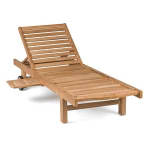 Modern Teak Wood Sun Lounger Adjustable Outdoor Pool Chair Patio Garden Lounge Bed Furniture - Product Image 1