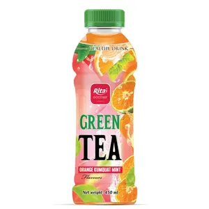 Bouteille de 450ml Meilleure boisson au thé vert avec des saveurs d'orange Kumquat et de menthe Boissons OEM