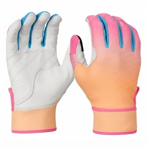 Pink Blue Gradient Batting Gloves Ambidextrous <b>Hook</b> And Loop Closure Unisex Adult Training Flexible Knit Fabric - Product Image 5