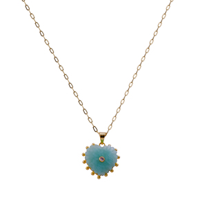 Collar con Colgante de Amazonita en Forma de Corazón, Cadena de Eslabones Chapada en Oro, Joyería de Estilo Clásico para Uso Diario - Product Image 4