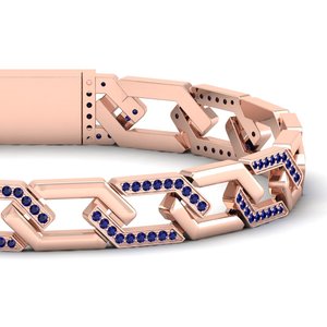 Bracelet tennis REYES personnalisé en or 14 carats avec moissanite, saphir bleu taille ronde 1,5 carat, bijoux de luxe de créateur - Product Image 6