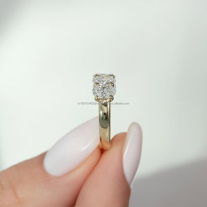 Igi/gia แล็บตัดเพชรวินเทจ14K สีเหลืองงานแต่งงาน/แหวนหมั้น unisex สีขาวทองงานครบรอบปาร์ตี้-ของขวัญที่คู่ควร - Product Image 2