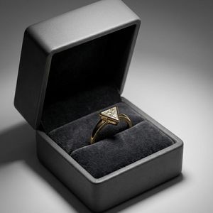 Modern 0.50CT Triangle Cut Diamond <b>Thick</b> Band <b>Ring</b> Lab Grown 14K Solid Gold Women's Fine Jewelry For Wedding Occasion - Product Image 5