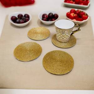 Handmade Durable Round Modern Crab <b>Beaded</b> <b>Coaster</b> with Coastal Ocean Embroidery for Table Decor and Mug Use - Product Image 5