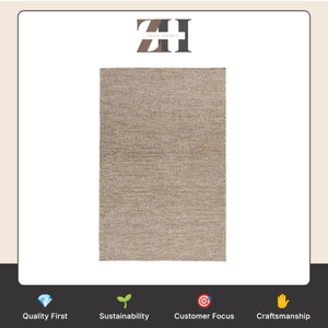 Tapis en laine tissé à la main, tissage plat géométrique, tapis de zone aux tons naturels, revêtement de sol artisanal indien - Product Image 6