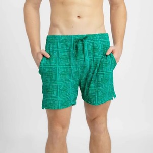 <b>Mens</b> Green Textured Swim <b>Trunks</b> Quick Dry Beach Shorts Summer Board Shorts Custom OEM Wholesale Swimwear Fashion - Product Image 1