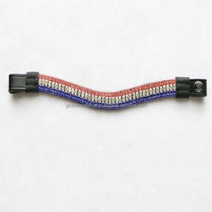 Banda de cejas de caballo de cuero con forma de onda de cuero de silla gruesa diseñada con cristales multicolores de lujo de 3 filas banda de cejas Bling - Product Image 4