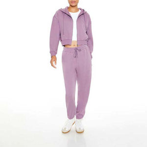 Hoodies courts personnalisés pour femmes, style streetwear, manches longues, en coton, épaules tombantes, respirants et légers - Product Image 5