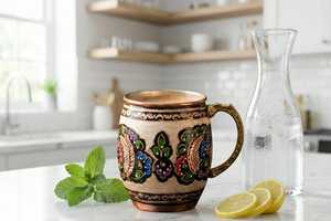 Handmade Hammered <b>Copper</b> Mug, Colourful Enamel Moscow Mule <b>Cup</b>, Custom Engraved Cocktail Mug, Groomsmen Gift, Housewarming Gift - Product Image 4