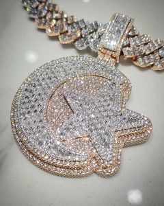 Colgante Personalizado con Nombre en Moissanita VVS, Estilo Hip Hop para Hombre, Letra Inicial con Corte Brillante, Cadena 3D de Plata Esterlina 925 - Product Image 3