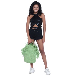 Haute couture écologique femmes fait à la main raphia Jute sac fourre-tout pour l'été plage voyage et Shopping Logo personnalisé en gros - Product Image 2