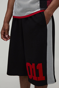 Men's Basketball Jersey Set White Red 011 <b>Mesh</b> Breathable Sporty Summer Knitted V-Neck Tank <b>Top</b> Shorts Digital Printed OEM - Product Image 4