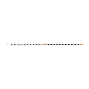 Elegant <b>Rose</b> Gold <b>Black</b> Bead Mangalsutra Bracelet with Round Diamond-Style Circular Charm | Minimalist Women's Jewelry - Product Image 3