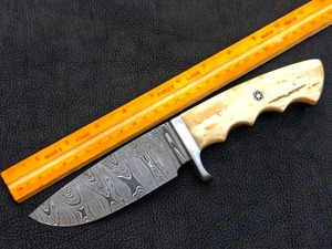 Industrial Handcrafted Fixed Blade Hunting Camping Skinner <b>Knife</b> Damascus Steel <b>Bone</b> <b>Handle</b> Full Tang Drop Point - Product Image 5