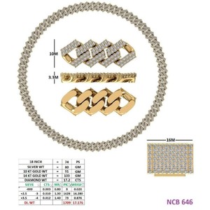 Cadena de eslabones cubanos planos Miami de 10 mm con diamantes cultivados en laboratorio redondos IGI de 17.17 quilates, estilo hip hop pesado, joyería fina de moda para hombre. - Product Image 3